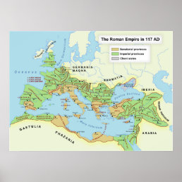Map of the Maximum Extent of the Roman Empire Poster