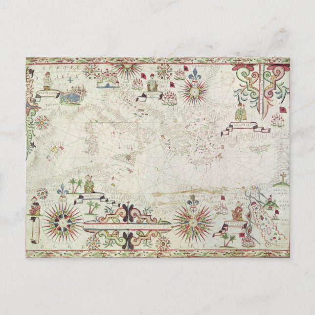 Map of the Mediterranean, 1625 Postcard (Front)