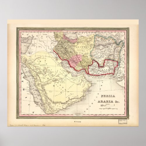 Map of the Middle East 1846 Poster