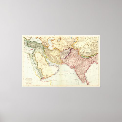 Map of the Middle East and South East Asia 1912 Canvas Print