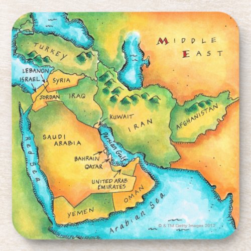 Map of the Middle East Coaster