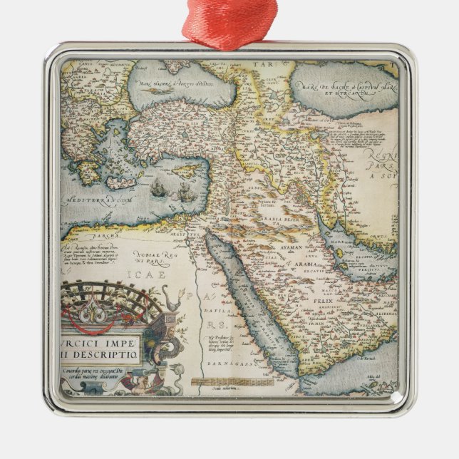 Map of the Middle East Metal Ornament (Front)