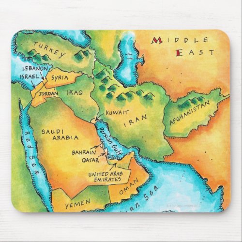 Map of the Middle East Mouse Pad