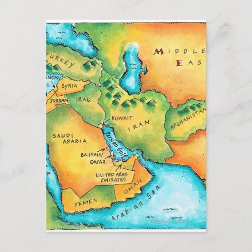 Map of the Middle East Postcard