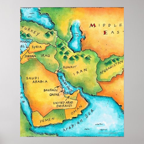 Map of the Middle East Poster