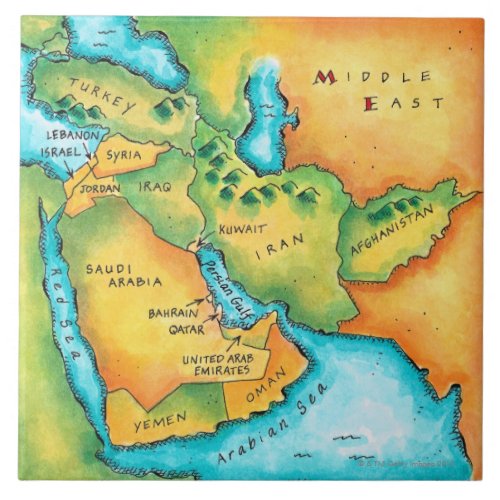 Map of the Middle East Tile