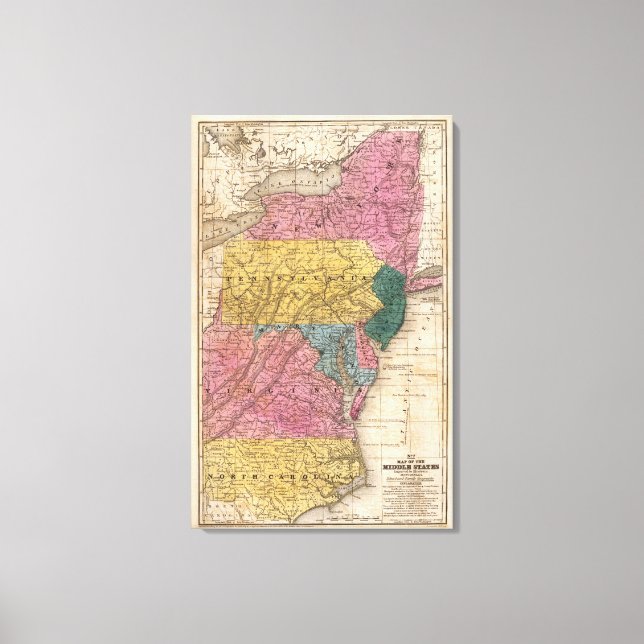 Map of the Middle States Canvas Print (Front)