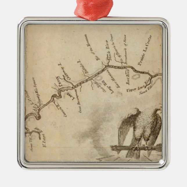 Map of the Mississippi River Metal Ornament (Front)