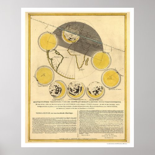 Map of the Moon and a Solar Eclipse by Panser 1748 Poster