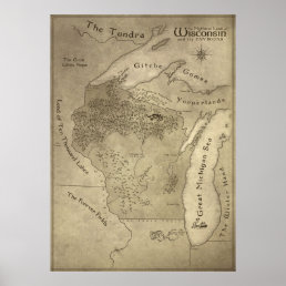 Map of the Mythical Land of Wisconsin Poster