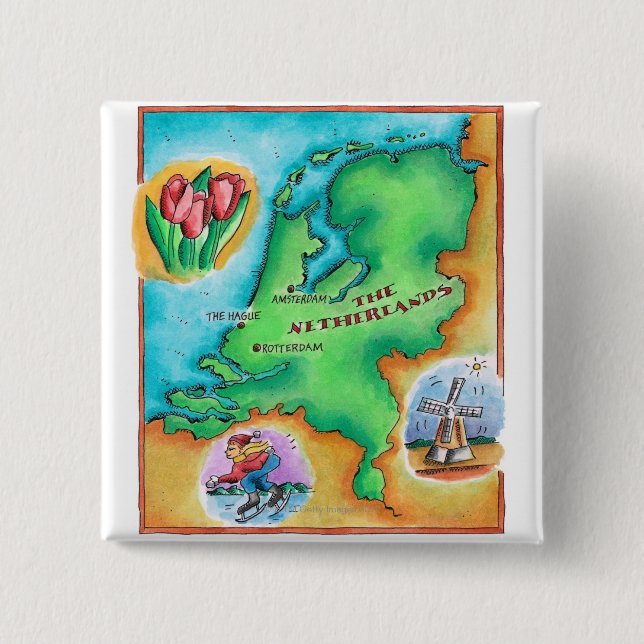 Map of the Netherlands Button (Front)