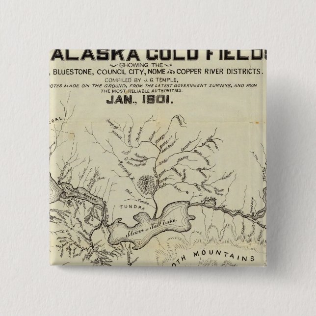 Map Of The New Alaska Gold Fields Pinback Button (Front)