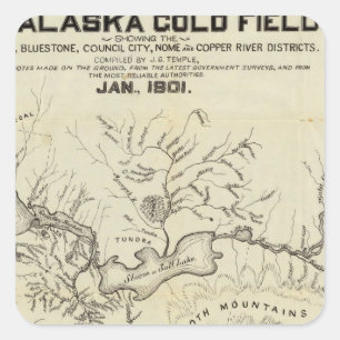 Map Of The New Alaska Gold Fields Square Sticker