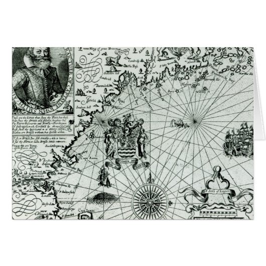 Map of the New England coastline Cards (Front Horizontal)