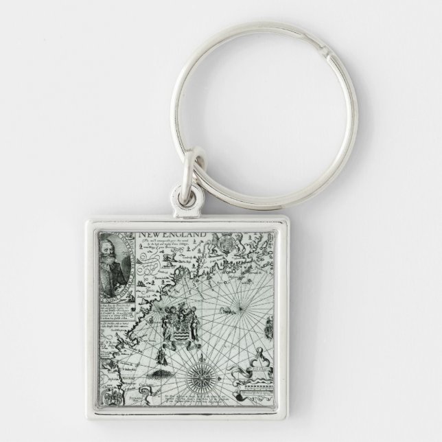Map of the New England coastline Keychain (Front)