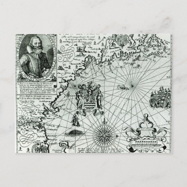 Map of the New England coastline Postcard (Front)
