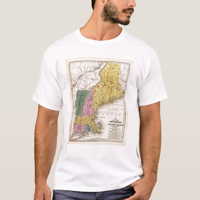 Map of the New England or Eastern States T-Shirt (Front)