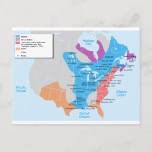 Map of the New-France in 1750 Postcard