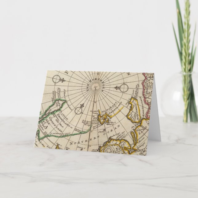 Map of the North Pole and territories near it Holiday Card (Front)