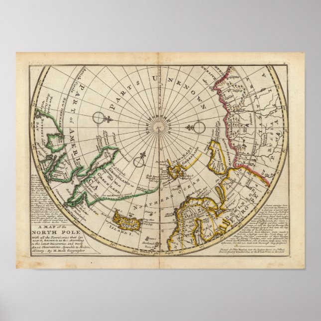 Map of the North Pole and territories near it Poster (Front)