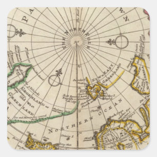 Map of the North Pole and territories near it Square Sticker