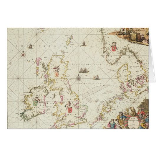 Map of the North Sea, c.1675 Cards (Front Horizontal)