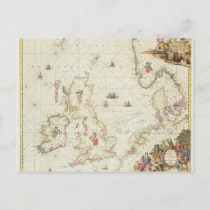 Map of the North Sea, c.1675 Postcard