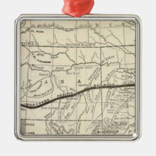 Map of the Northern Pacific Railroad Metal Ornament