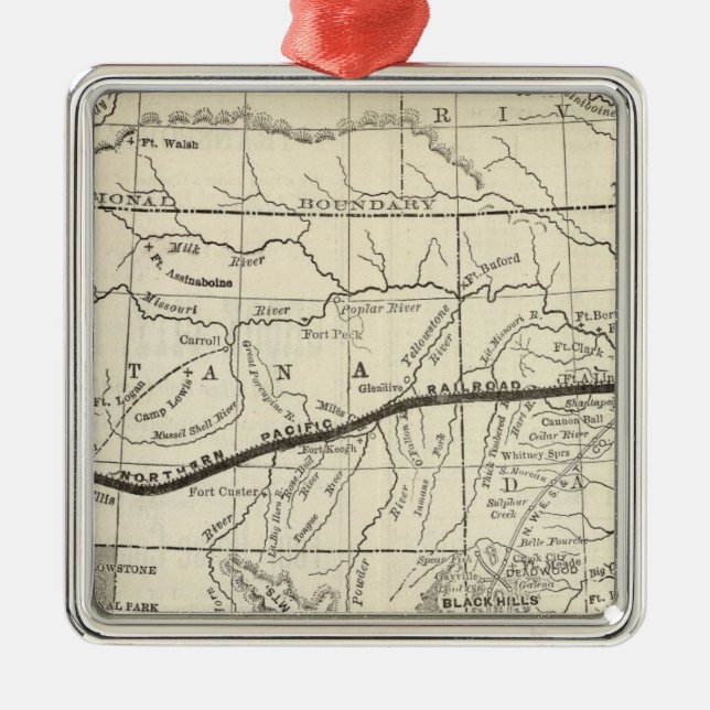 Map of the Northern Pacific Railroad Metal Ornament (Front)
