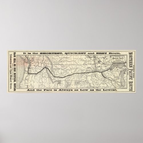 Map of the Northern Pacific Railroad Poster