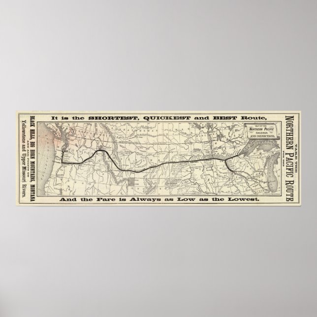 Map of the Northern Pacific Railroad Poster (Front)