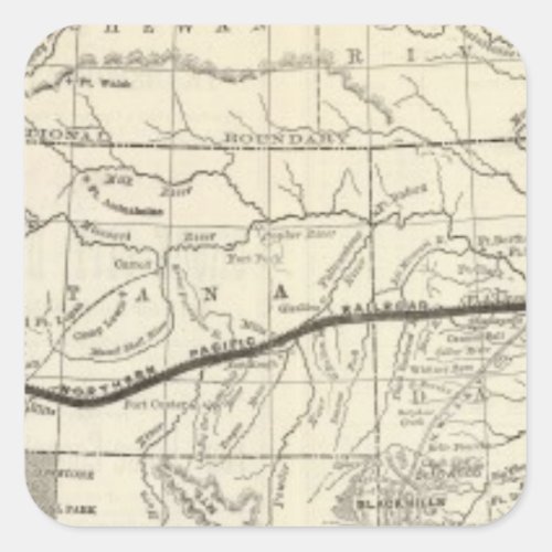 Map of the Northern Pacific Railroad Square Sticker