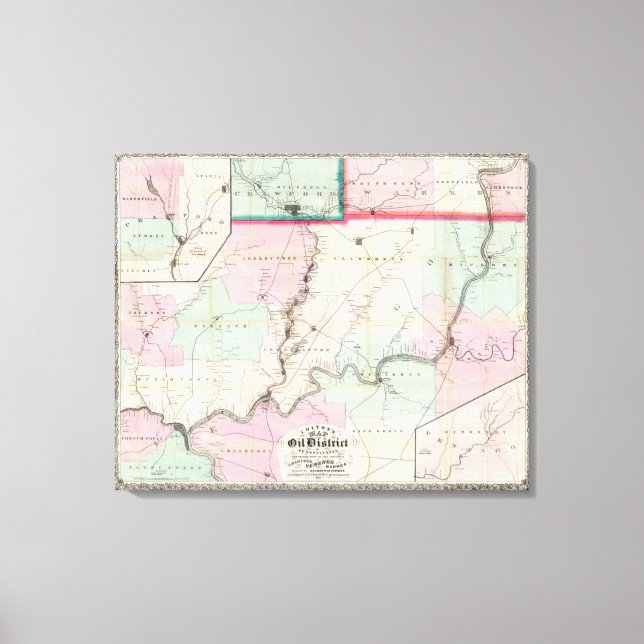 Map Of The Oil District Of Pennsylvania Canvas Print (Front)