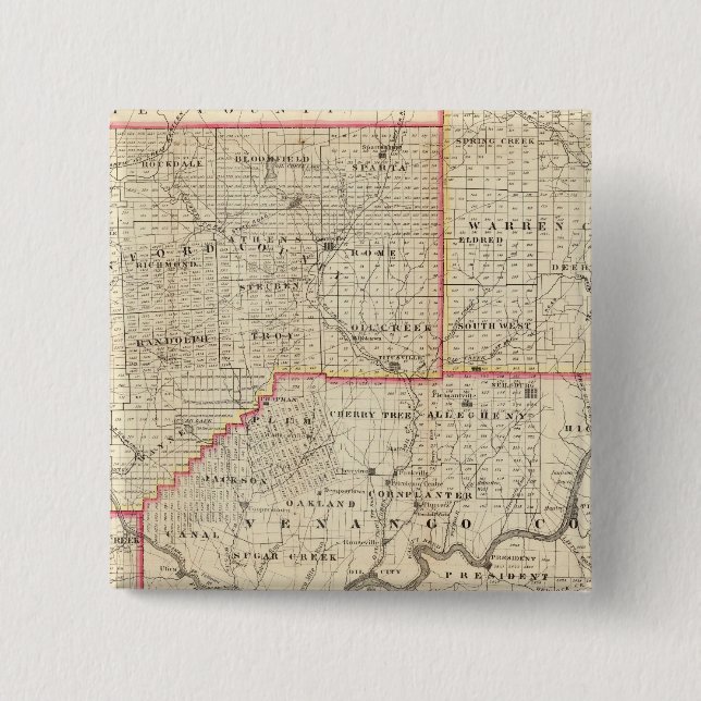 Map of the Oil Region of Pennsylvania Button (Front)
