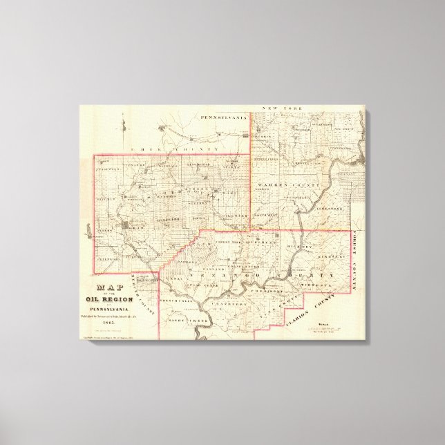 Map of the Oil Region of Pennsylvania Canvas Print (Front)
