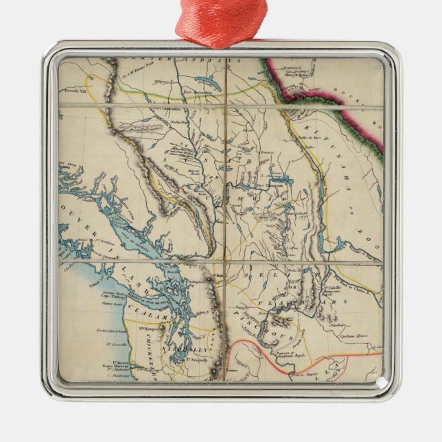 Map of the Oregon Territory 2 Metal Ornament (Front)