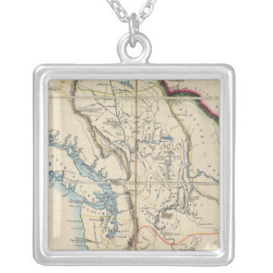 Map of the Oregon Territory 2 Silver Plated Necklace