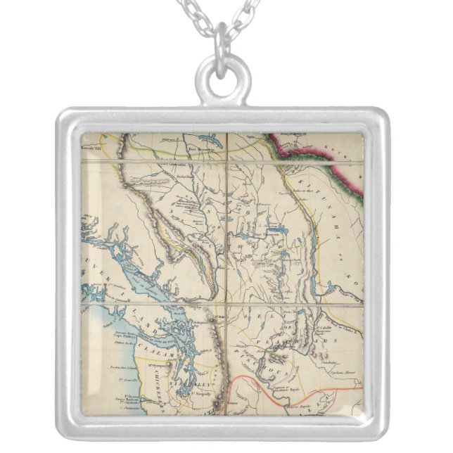 Map of the Oregon Territory 2 Silver Plated Necklace (Front)