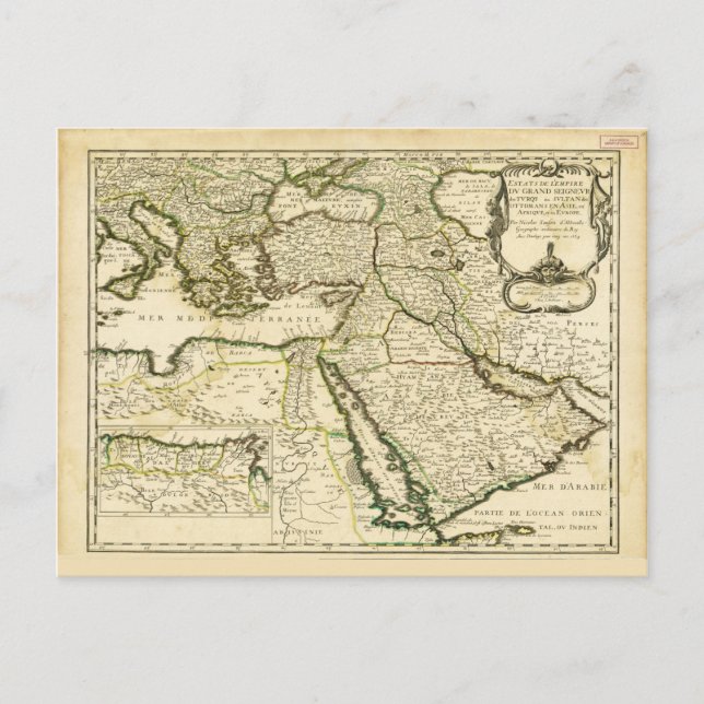 Map of the Ottoman Empire (1654) Postcard (Front)