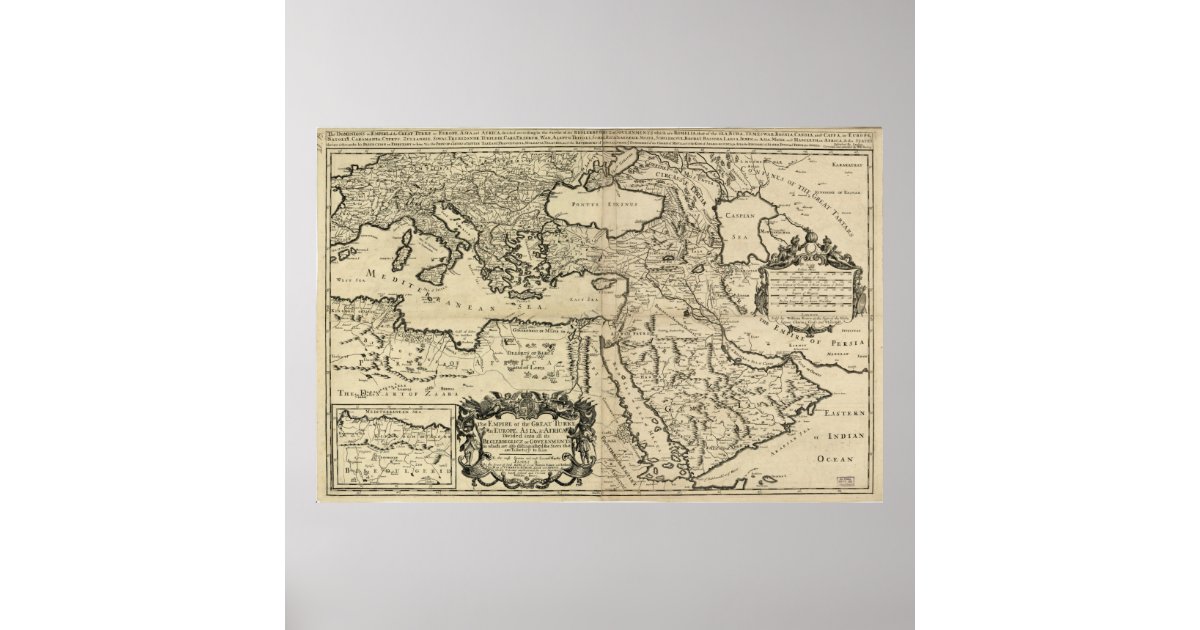 Map Of The Ottoman Empire 1680 Poster Zazzle Com