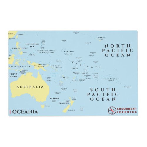Map of the Pacific Oceania Placemat