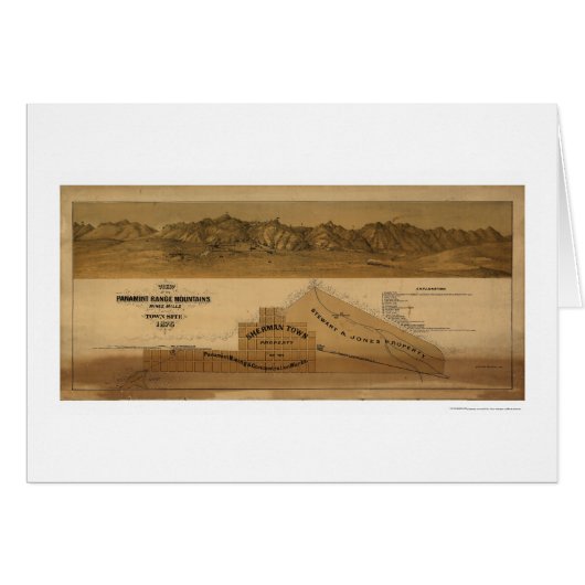 Map of the Panamint Range Mountains 1875 Cards (Front Horizontal)