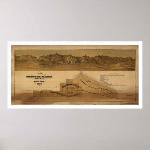 Map of the Panamint Range Mountains 1875 Poster