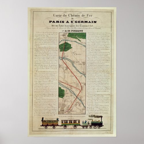 Map of the Paris to St Germain Railway by Poster