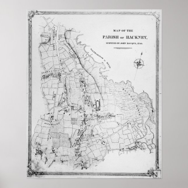 Map of the Parish of Hackney Poster (Front)