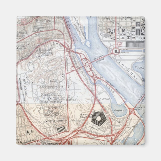 Map of the Pentagon Road System Magnet (Front)
