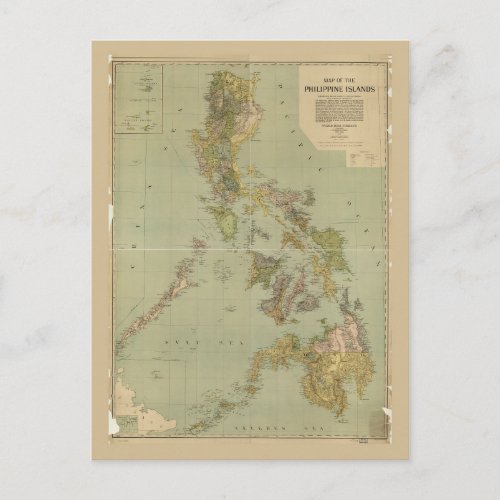 Map of the Philippine Islands 1908 Postcard