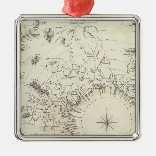 Map of the principal rivers courses metal ornament (Front)