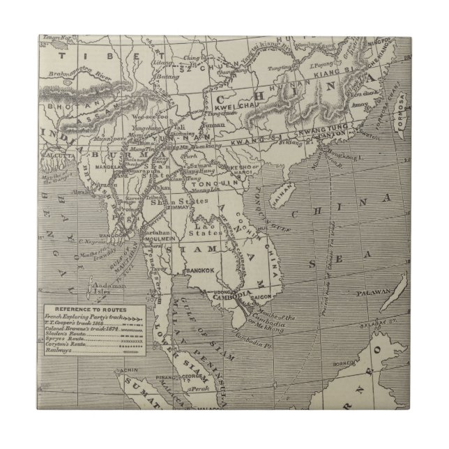 Map of the Proposed Route to China from Burma Ceramic Tile (Front)