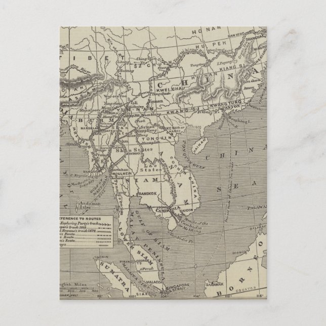 Map of the Proposed Route to China from Burma Postcard (Front)